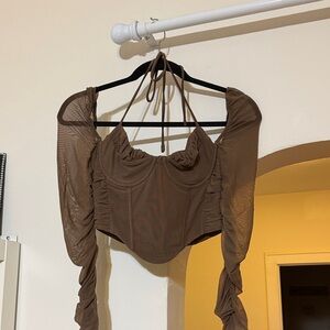 White fox long sleeve corset